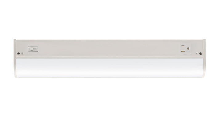 ASD LED Under Cabinet Bullnose with Power Outlet 18inch 8W 120V 3000/4000/5000K Hardwired, On/Off Switch, White ETL