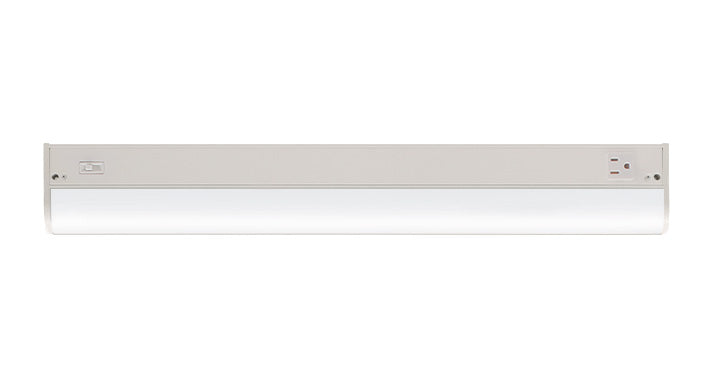 ASD LED Under Cabinet Bullnose with Power Outlet 24inch 12W 120V 3000/4000/5000K Hardwired, On/Off Switch, White ETL