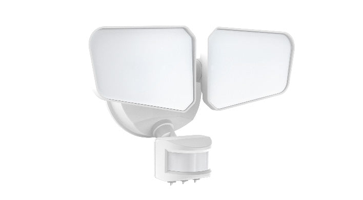 ASD LED Security Floodlight 2 Square Heads with 180° Motion Sensor and Photocell 2 Square Heads 20W 120V Non-Dimmable 2700/3000/3500/4000/5000K White UL DLC Premium