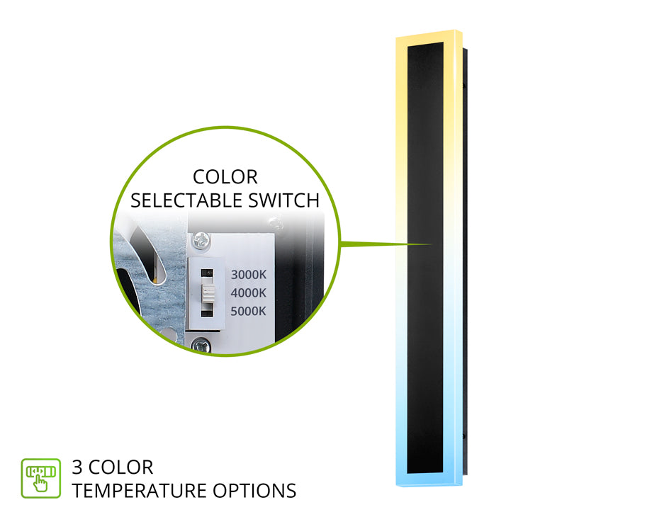 ASD LED Outdoor Wall Sconce 48" 36W CCT Selectable Dimmable 3000/4000/5000K Black ETL