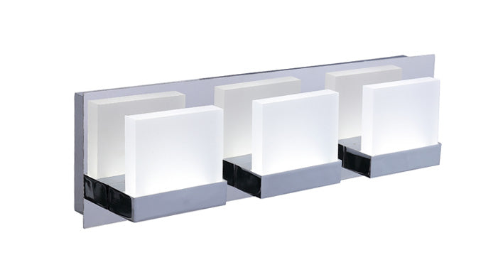 ASD LED Vanity 3-light 15W 120V CCT Selectable 3000/4000/5000K Dimmable Chrome ETL